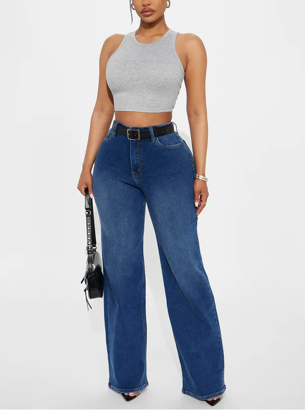 Wide Leg Jeans in Dunkelblau