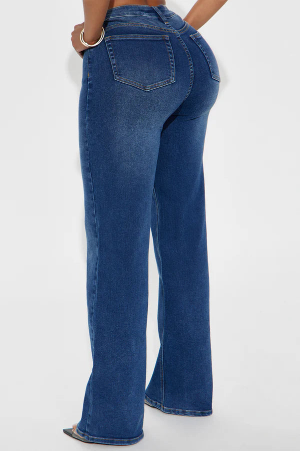 Wide Leg Jeans in Dunkelblau