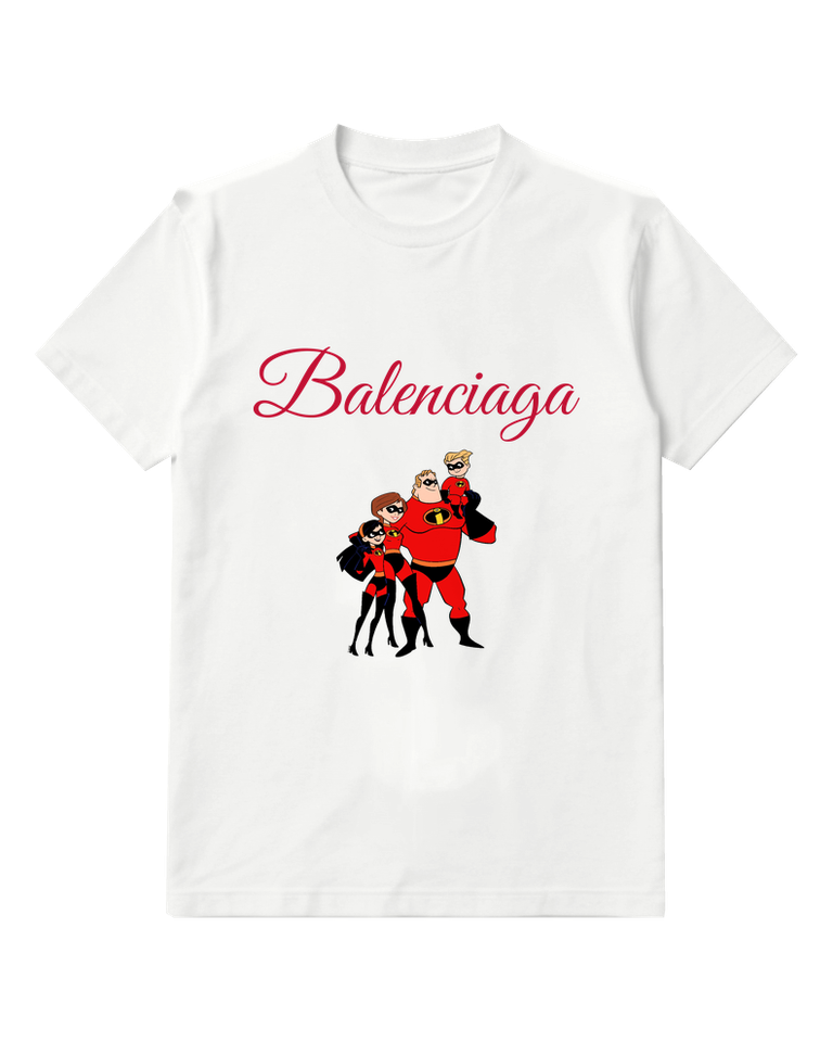 White Hero Family Lineup Graphic T-Shirt - front product view