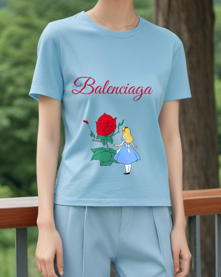 Sky Blue Giant Rose Encounter Graphic T-Shirt - styled view 2