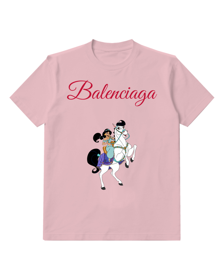 Blush Pink White Horse Royal Ride Graphic T-Shirt - front product view