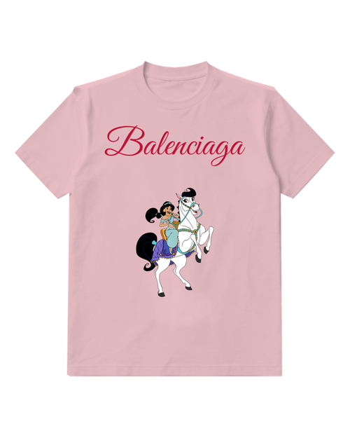 Blush Pink White Horse Royal Ride Graphic T-Shirt - front product view
