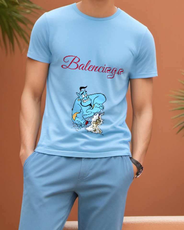 Sky Blue Blue Genie Companion Graphic T-Shirt - styled view 4