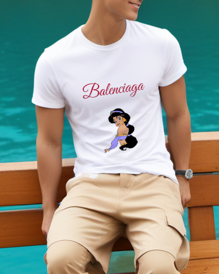 White Violet Princess Portrait Graphic T-Shirt - styled view 1