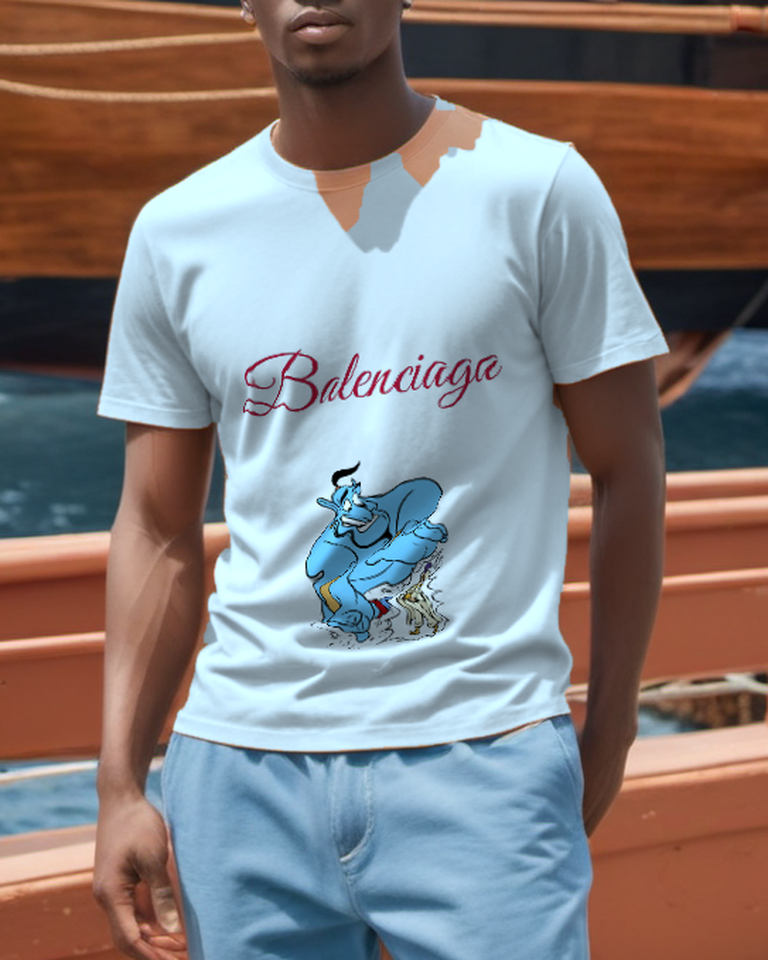 Sky Blue Blue Genie Companion Graphic T-Shirt - styled view 2