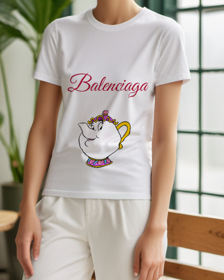 White Enchanted White Teapot Graphic T-Shirt - styled view 1