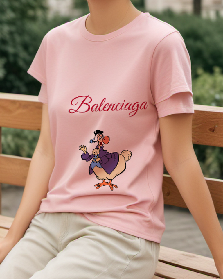Blush Pink Purple Coat Duck Graphic T-Shirt - styled view 3
