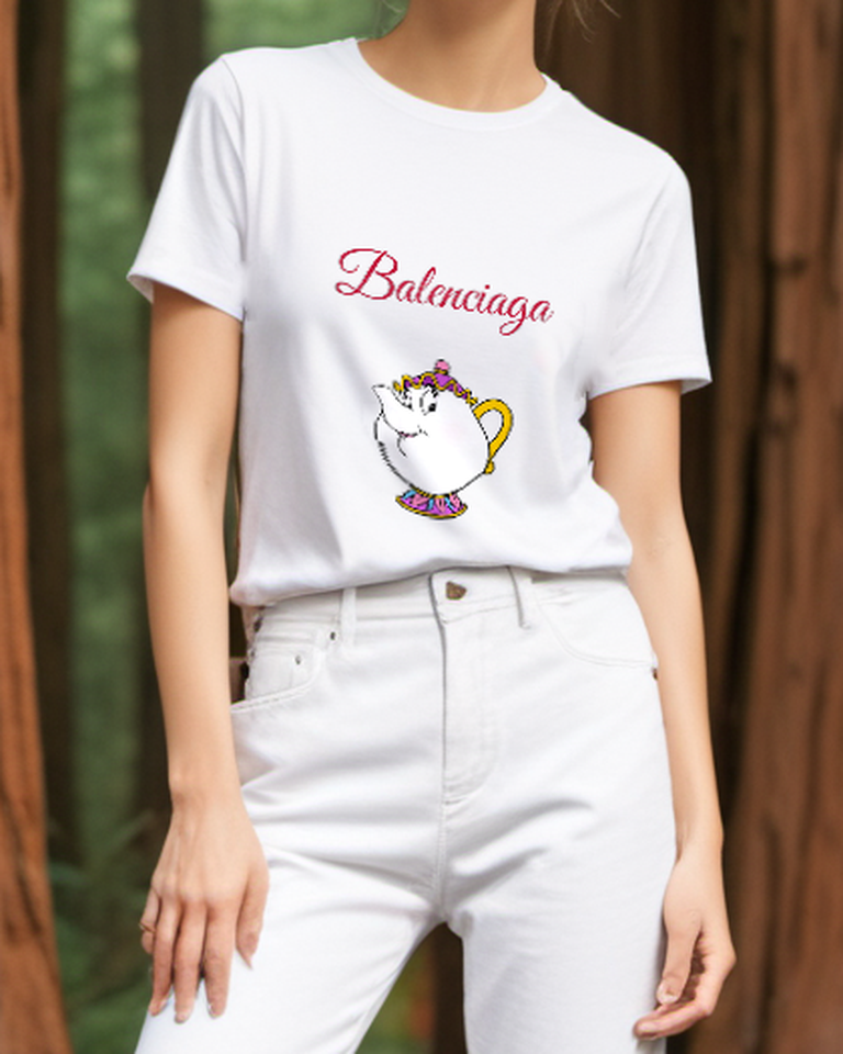 White Enchanted White Teapot Graphic T-Shirt - styled view 5