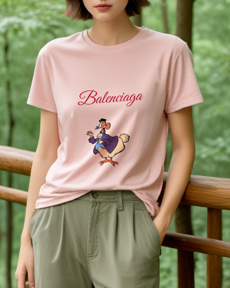 Blush Pink Purple Coat Duck Graphic T-Shirt - styled view 5