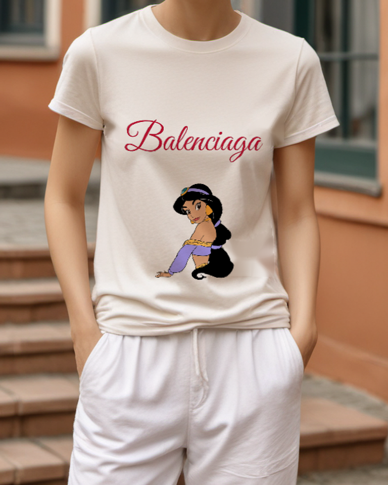 White Violet Princess Portrait Graphic T-Shirt - styled view 2