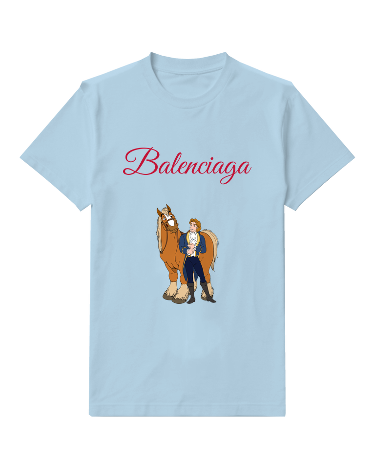 Sky Blue Prince and Chestnut Horse Graphic T-Shirt - front product view