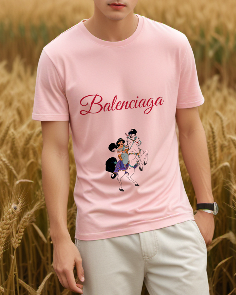 Blush Pink White Horse Royal Ride Graphic T-Shirt - styled view 2