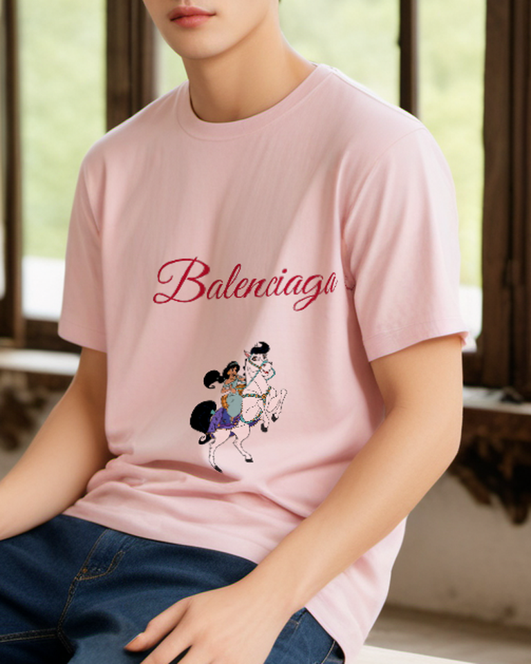 Blush Pink White Horse Royal Ride Graphic T-Shirt - styled view 4