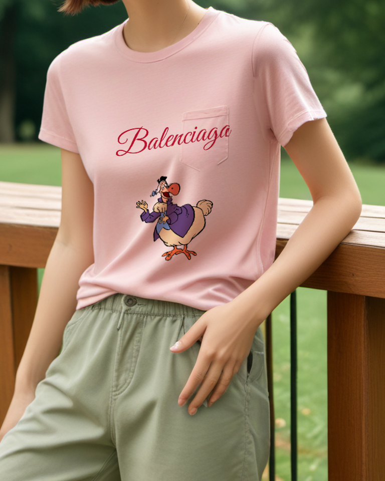 Blush Pink Purple Coat Duck Graphic T-Shirt - styled view 1