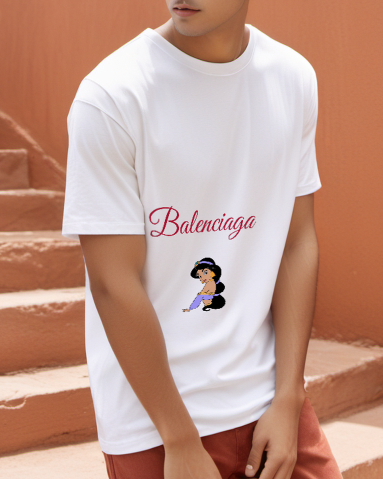 White Violet Princess Portrait Graphic T-Shirt - styled view 5
