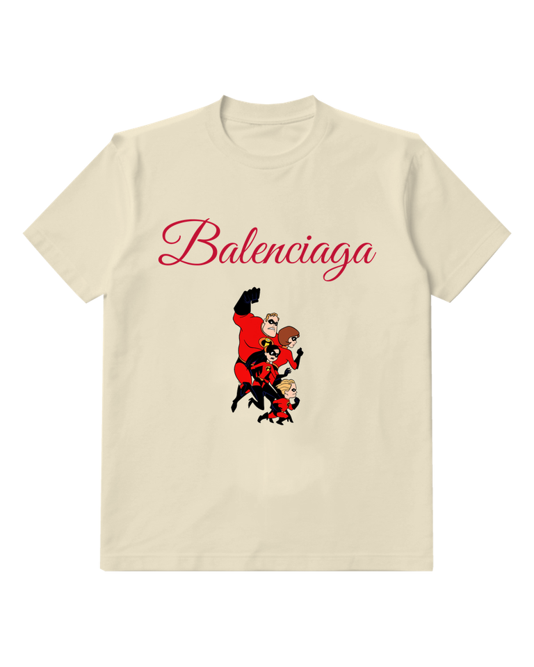 Ivory Stacked Superhero Family Graphic T-Shirt - front product view
