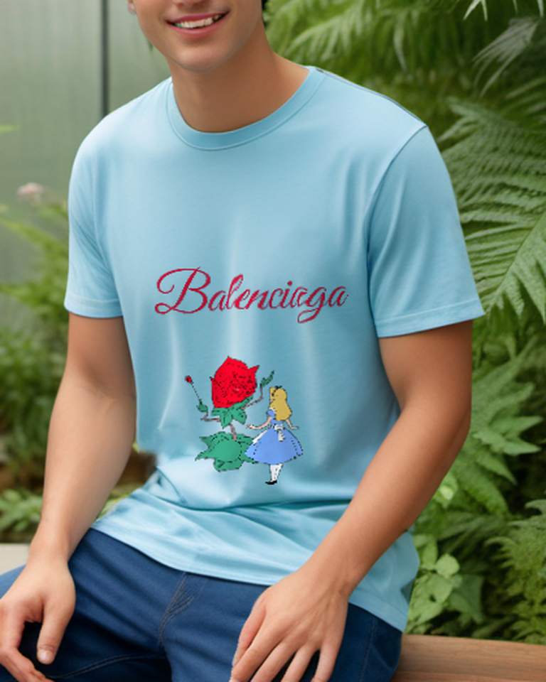Sky Blue Giant Rose Encounter Graphic T-Shirt - styled view 5