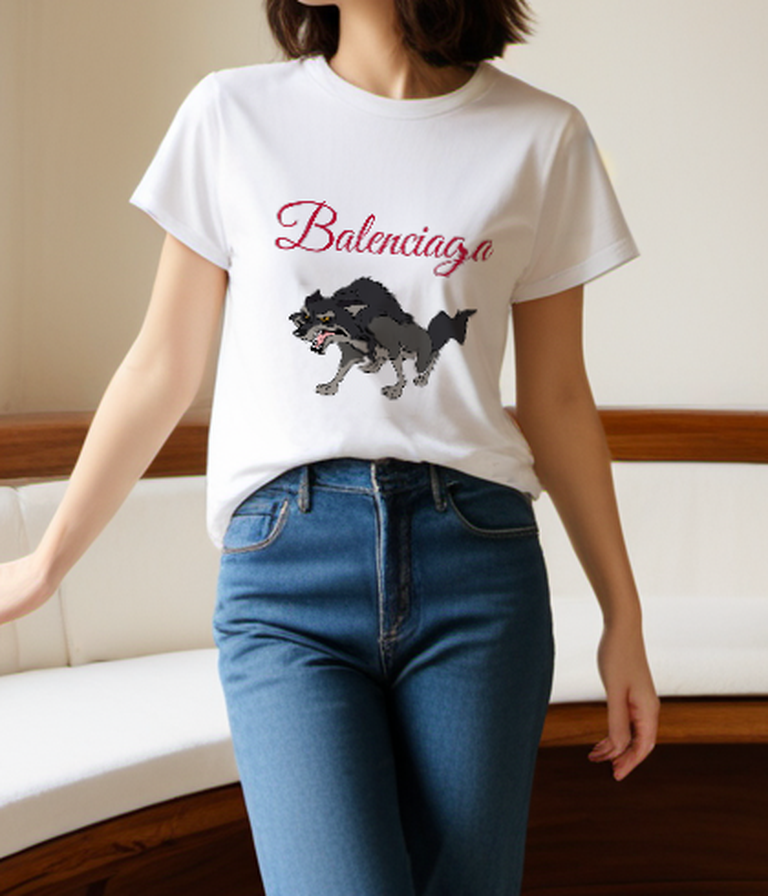 White Snarling Forest Wolf Graphic T-Shirt - styled view 2