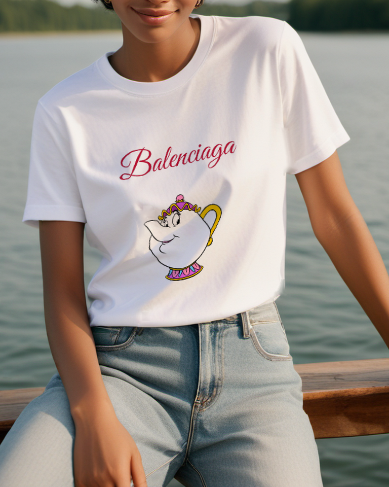 White Enchanted White Teapot Graphic T-Shirt - styled view 3