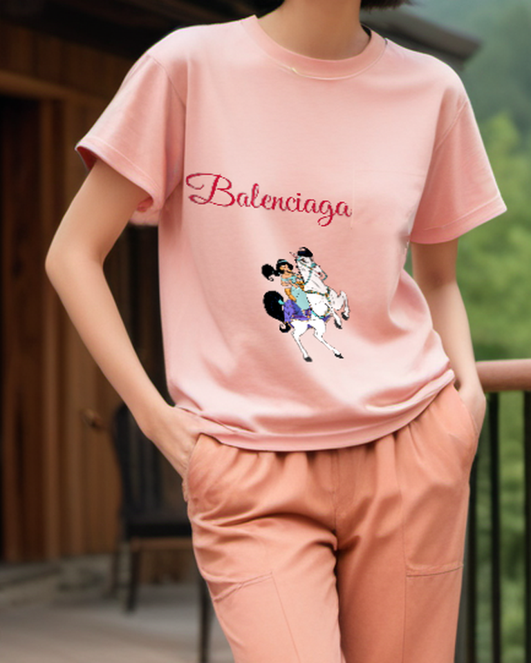 Blush Pink White Horse Royal Ride Graphic T-Shirt - styled view 5