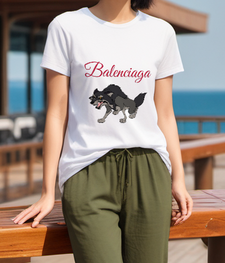 White Snarling Forest Wolf Graphic T-Shirt - styled view 4