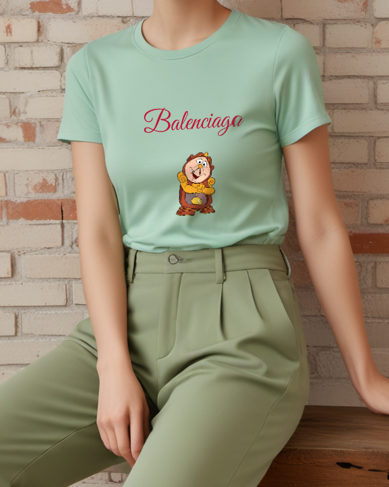 Sage Green Storybook Mantel Clock Graphic T-Shirt - styled view 4