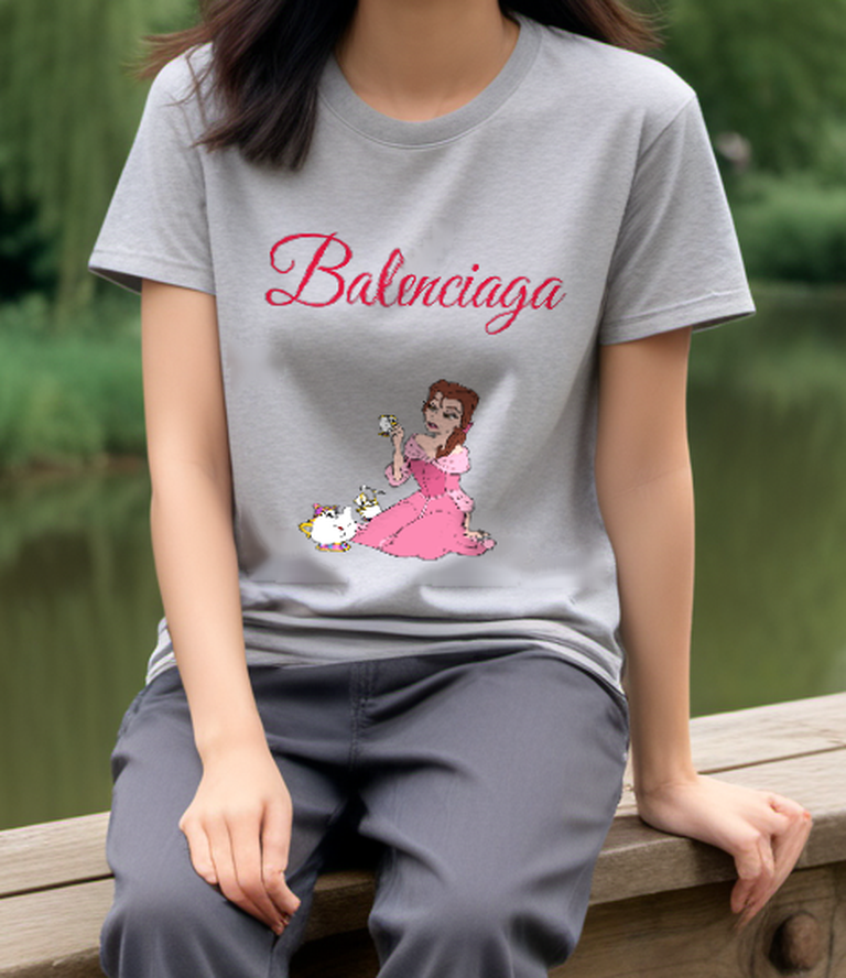 Light Gray Tea Time Pink Gown Graphic T-Shirt - styled view 1
