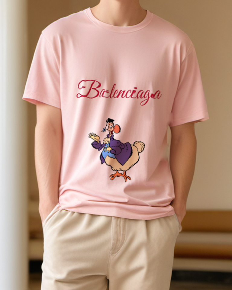 Blush Pink Purple Coat Duck Graphic T-Shirt - styled view 4