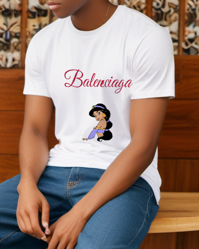 White Violet Princess Portrait Graphic T-Shirt - styled view 3