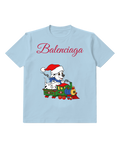 Sky Blue Santa Duck Toy Train Graphic T-Shirt - front product view