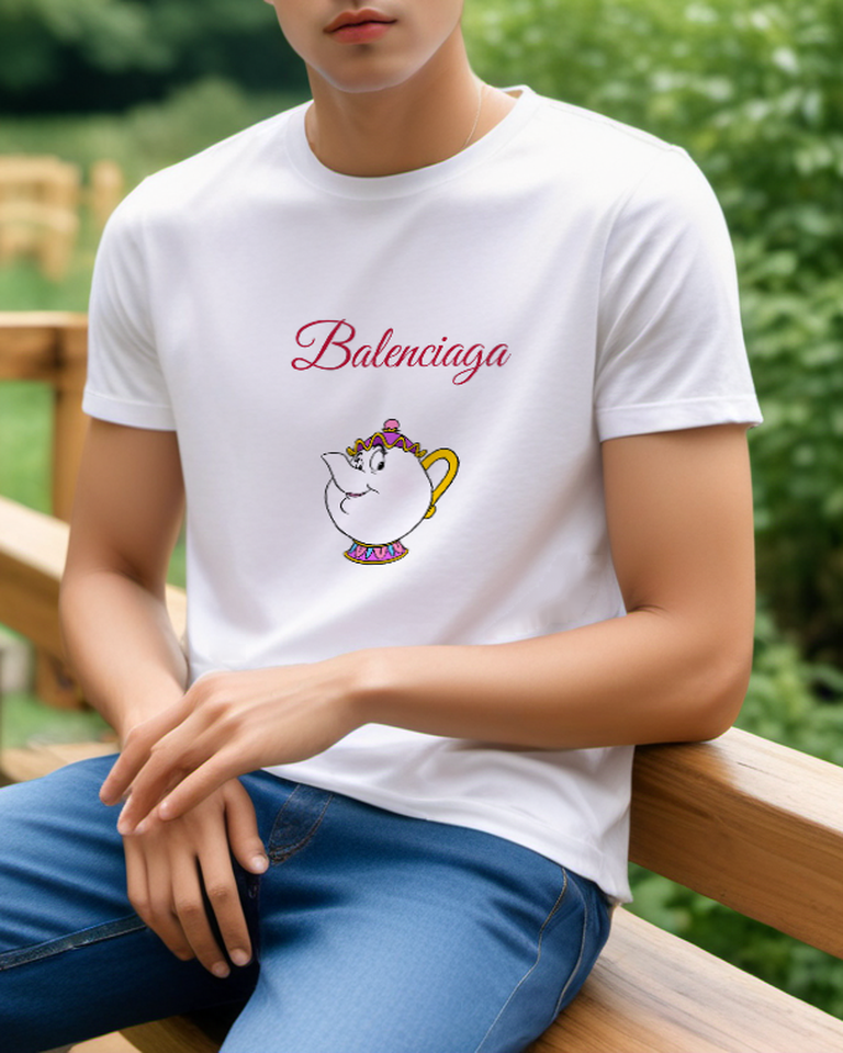 White Enchanted White Teapot Graphic T-Shirt - styled view 4